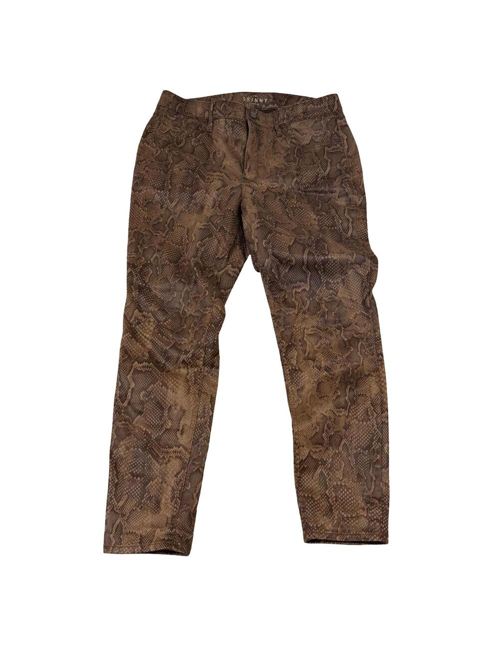 White House Black Market Brown Snakeskin Print Skinny Ankle Pants - Size 12